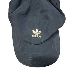 Adidas Black and Gold Logo Adjustable Strapback  Cap unisex